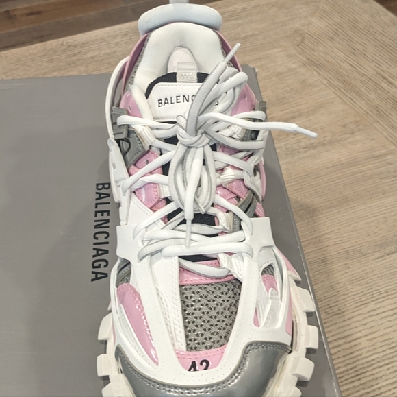 Men's Balenciaga "Track" Caged Mesh Sneakers White/Pink/Gray - Picture 2 of 8